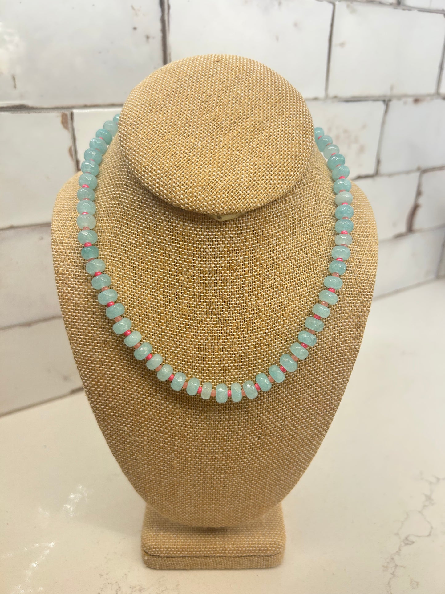 Small Spaced Beaded Necklace- Blue