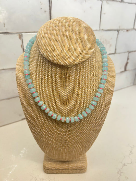 Small Spaced Beaded Necklace- Blue