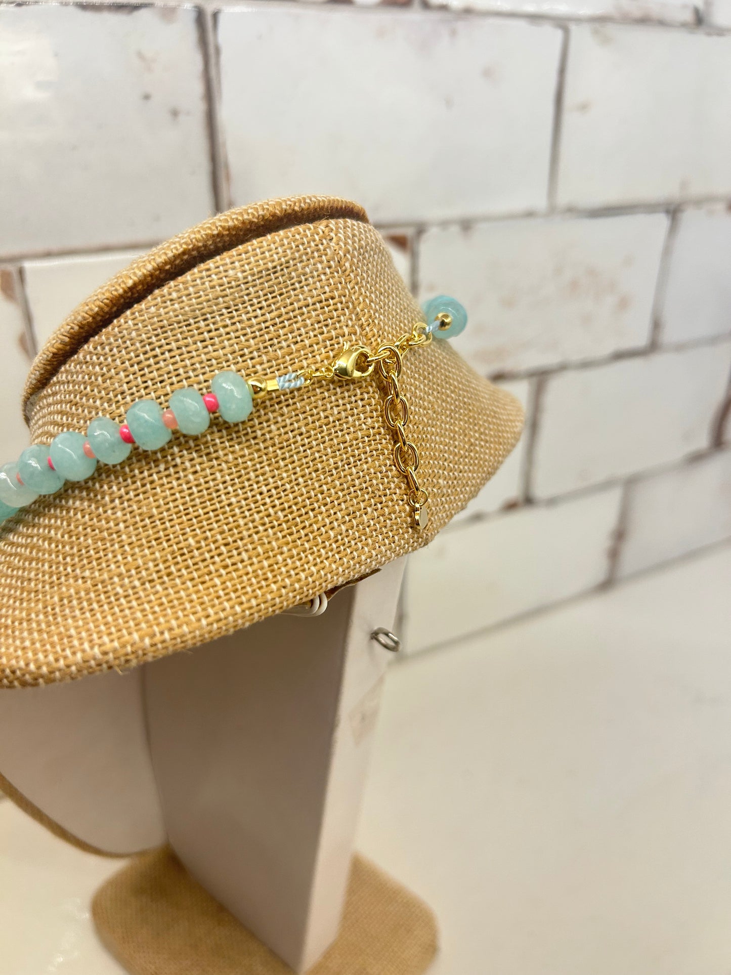 Small Spaced Beaded Necklace- Blue