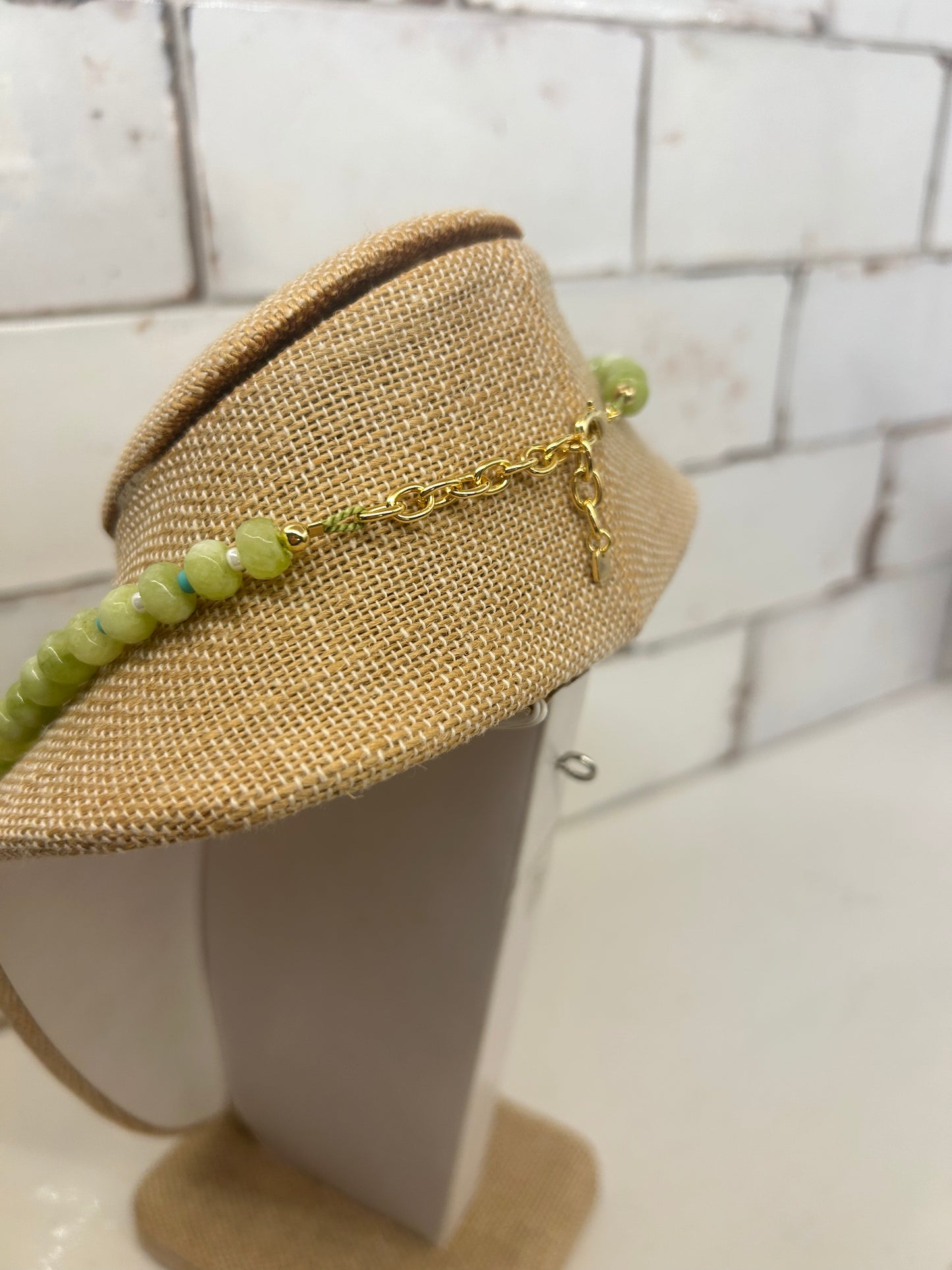 Small Spaced Beaded Necklace- Green