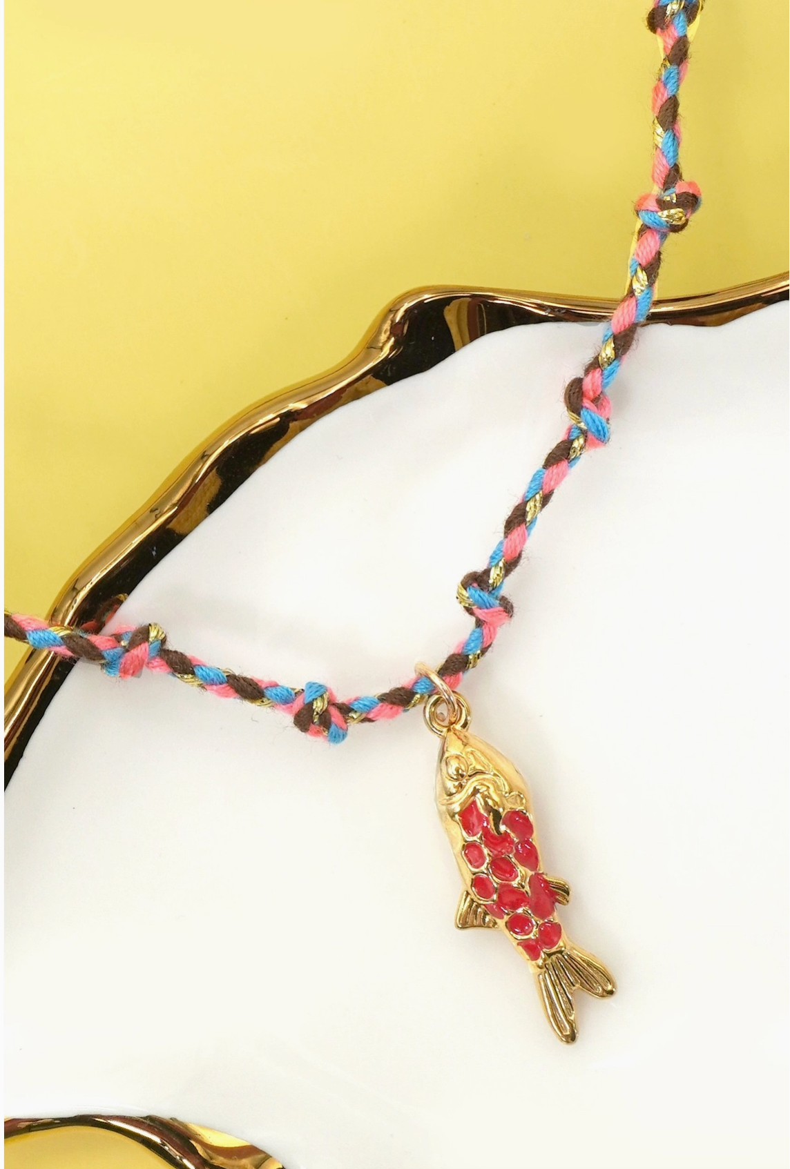 Braided Fish Friends Necklace- Pink